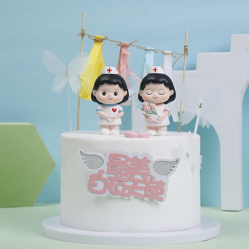 Hvit Engel Sykepleier Resin Hjemmedekorasjon Figur Actionfigur Modell Barn Gave Bursdagskake Tilbehør og Borddekorasjon