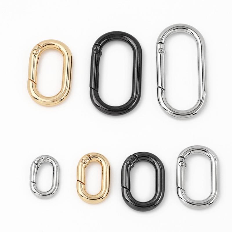 2 Pcs/Set Oval Rings Buckle Spring Oval Rings Spring Keyring Buckles Metal Oval Rings for Bag Purses Belts Keychain