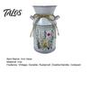 Artificial Flower Vase Vintage Iron Bucket, Rustic White Double-Handle Metal with Floral Print & Jute Bow, Farmhouse Tabletop Decor for Fresh