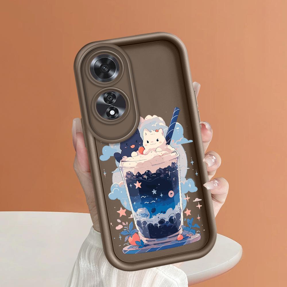 For Realme 11 11x 12x 12 Pro C21 C30 C33 C35 C65 OPPO A18 A38 A60 A96 Reno 10 11 12 Pro Cartoon Black White Cats Full Camera Protect Soft Casing