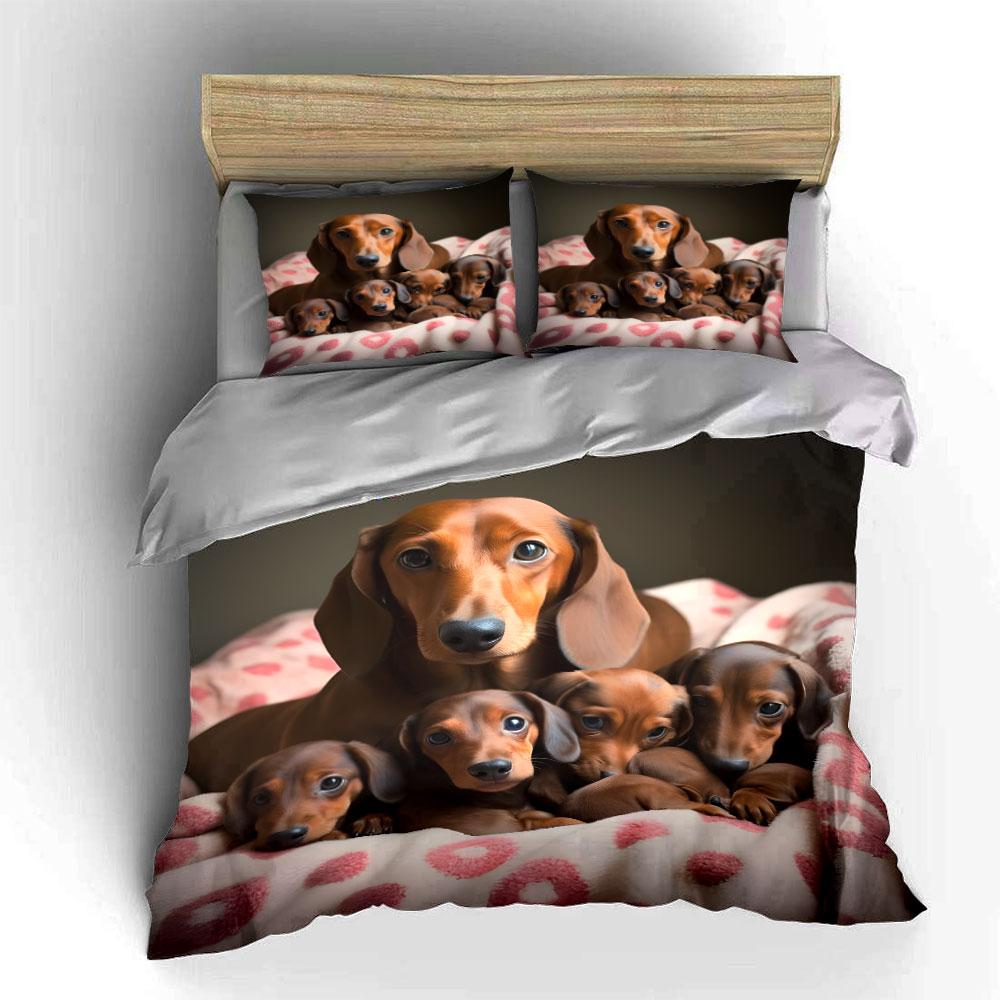 Cozy Puppy Set for Relaxation Moments Exquisite three-piece bedding set gift for kids and adults