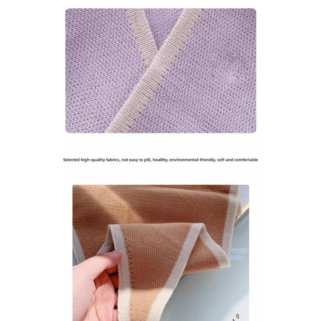Roter Kleiner Schal Damen Dreiecksschal Winter Warm Vielseitig Koreanische Version Neuer Gestrickter Schal Herbst und Winter