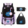 Animation Cartoon Printing Large Capacity Student School Bag Children'S Meal Bag Casual Pencil Bag Three-Piece Set