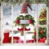 Yousheng Lighted Christmas Gnome Wreath Artificial Pine Spruce Wreath for Front Door Swedish Tomte Hanging Sign for Xmas Porch Indoor Outdoor Home