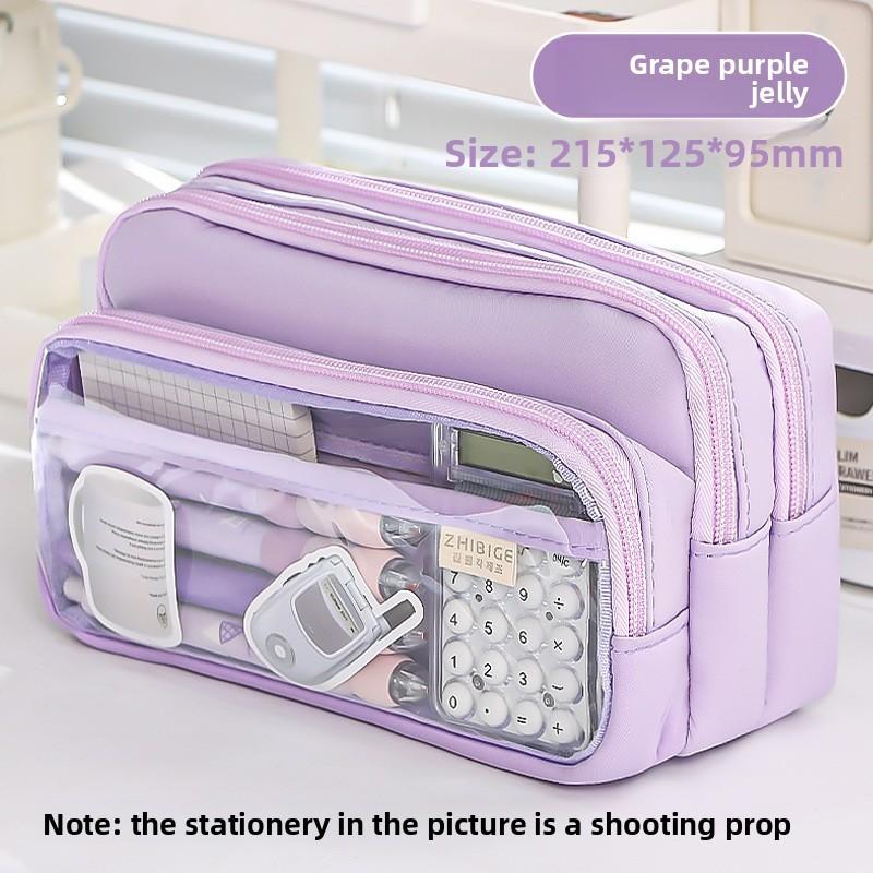 Transparent Pencil Case Large Capacity With Multi Function Design For Students And Office Use
