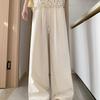 Women's Summer Textured Airy Wide-Leg Pants Dopamine Style Drapey Straight-Leg Casual Floor-Length Trousers
