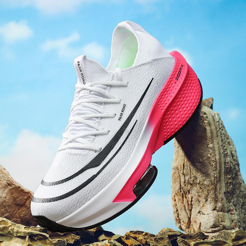 Broken Running Shoes Carbon Plate Professional Marathon Running Shoes Men's and Women's Mesh Air Cushion Shock Absorption Sports Shoes Breathable Sh