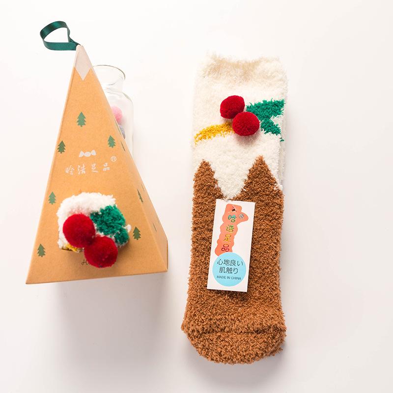 Christmas Stocking Christmas Gift Coral Velvet Cartoon Socks Suitable for Adults