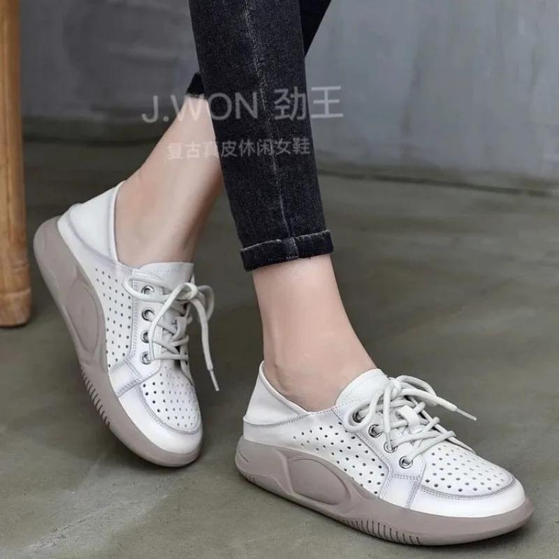 

Fashion 2025 Fashion Ladies Shoes Front Lace-up Women s Vulcanize Shoes New Hollow Out Light Comfortable Best Seller Casual Flat Shoes 40 бежевый
