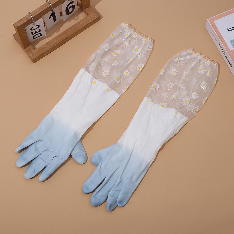 1 Pair Floral Gloves Durable Cleaning Gloves Multi-Purpose Household Gloves for Kitchen, Bathroom, Living Room & Bedroom