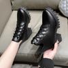 Martin Boots Autumn and Winter New Round Head Zipper Platform British Style Thick Heel Short Boots