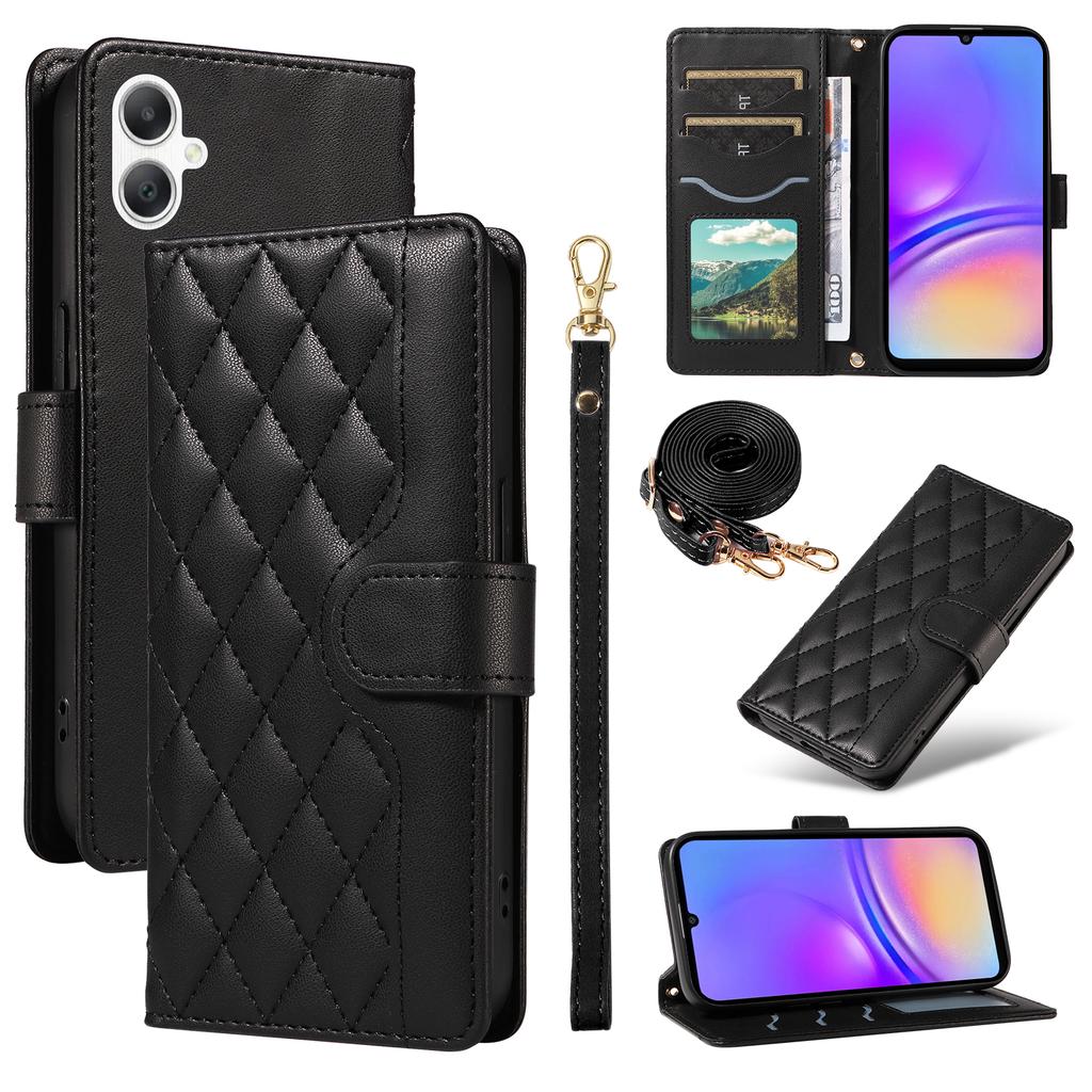 For Samsung Galaxy A07 4G/A06 4G/A06 5G Wallet Case Rhombus Leather Phone Cover with Strap