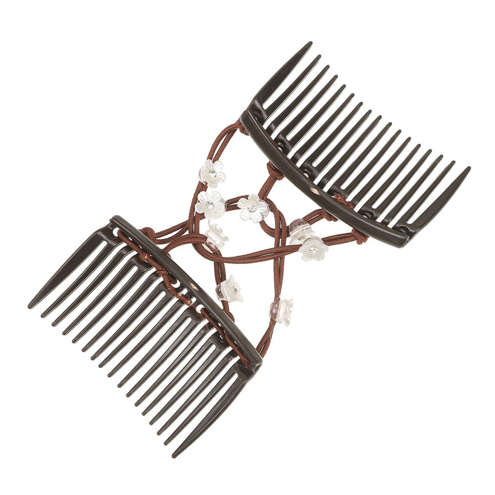 Plastic Flowers Hair Clip Hair Comb Bun Maker Easy Updo Styling Tool with Elastic Design for Women’s Hair Styling