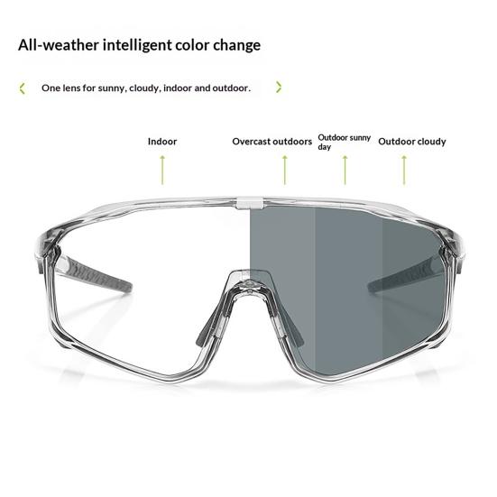 Photochromic Polarized Cycling Glasses, UV Protection Windproof Sports Sunglasses, Lightweight Men Women Safety Eyewear for Mountain Bike Running