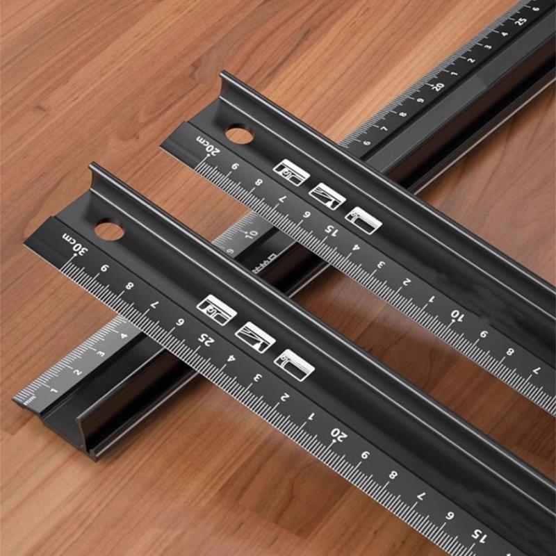 Aluminum Measuring Straightedge Precisions Crafted Aluminum Straight Rule Multifunctionl Aluminum Measuring Tool Clear Scale
