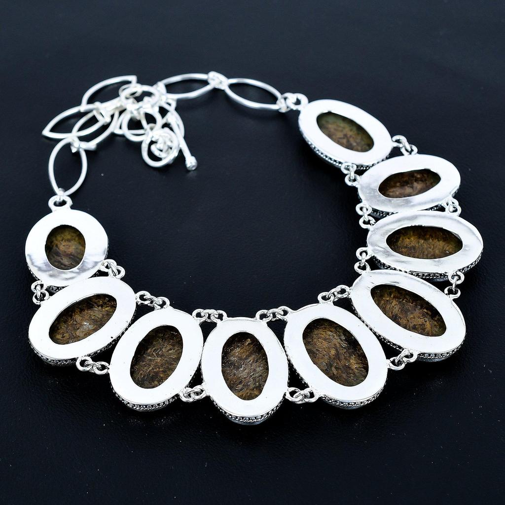 Bronzite Necklace, 925 Sterling Silver Jewelry, Gemstone Jewelry Bronzite Adjustable Chain Necklace Handmade Jewelry Valentine's Day Gift