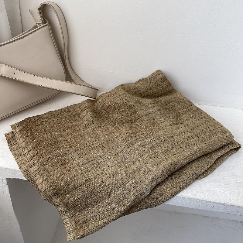 

Шарф Женский Осенний Литературный и Художественный Свежий и Универсальный Контрастный Цвет Полосатая Текстура Тот же Хлопок Лен Тонкая Шаль 180-90cm