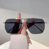 KAMMPT Vintage Oversize Sunglasses Men Double Bridge UV Protection Trendy Design for Driving Outdoor
