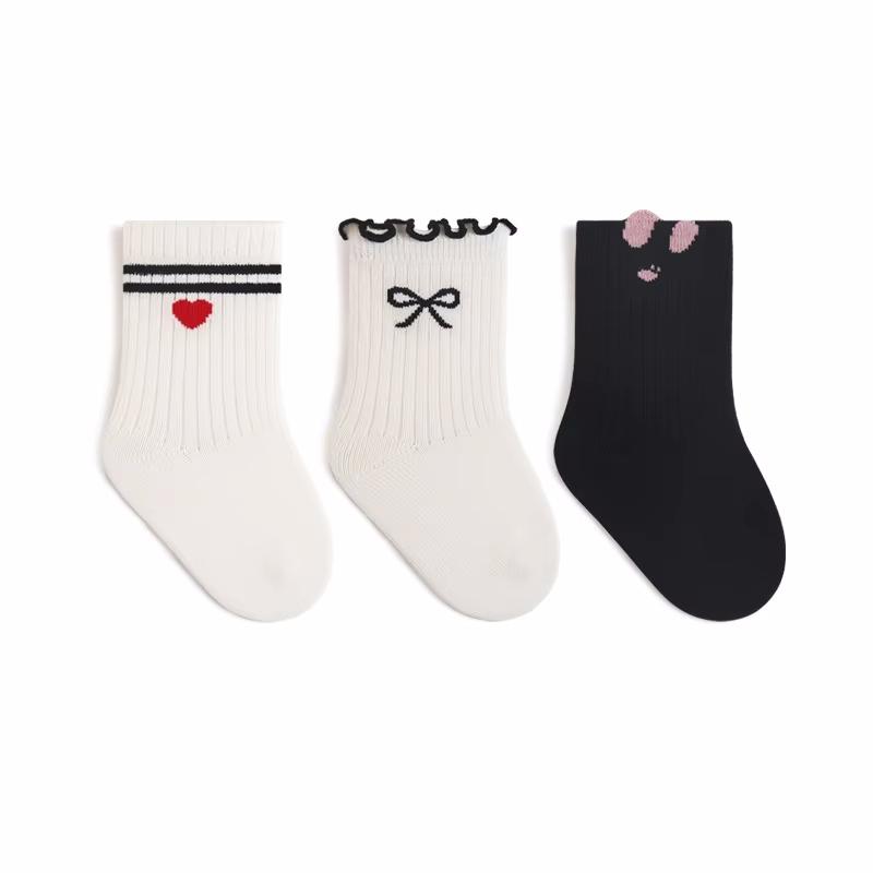 3Pairs/Lot Children's Socks For Boys Girls Striped Student Sport Baby Socks 0-8Yrs Kids Cute Letter Bear Bow Sock Spring Autumn