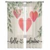 Valentine'S Day Hearts Eucalyptus Leaves Tulle Curtains For Living Room Sheer Curtain For Bedroom Kitchen Blinds Voile Curtains