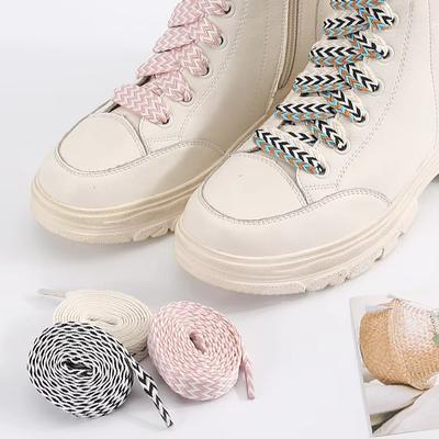 1 Par Nuevos Cordones Anchos Ondulados de 1,5 cm para Mujer Hombre Casuales Planos de Repuesto Cordones para Zapatillas Cordones para Zapatos