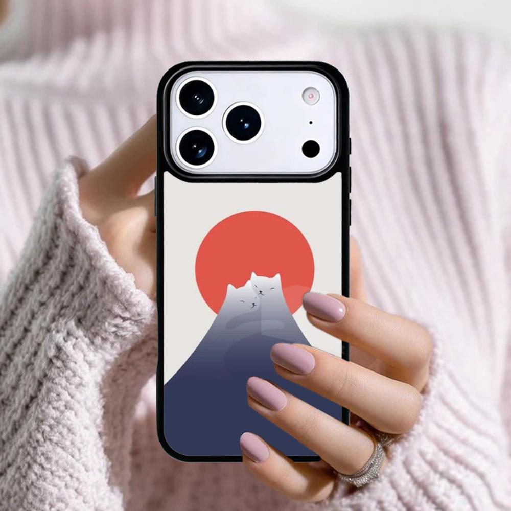 Abstract Cat Mount Fuji Japan Landscape Phone Case For Apple iPhone 17 Air 16E 15 14 Plus 13 12 11 Pro Max Mini Funda Cover