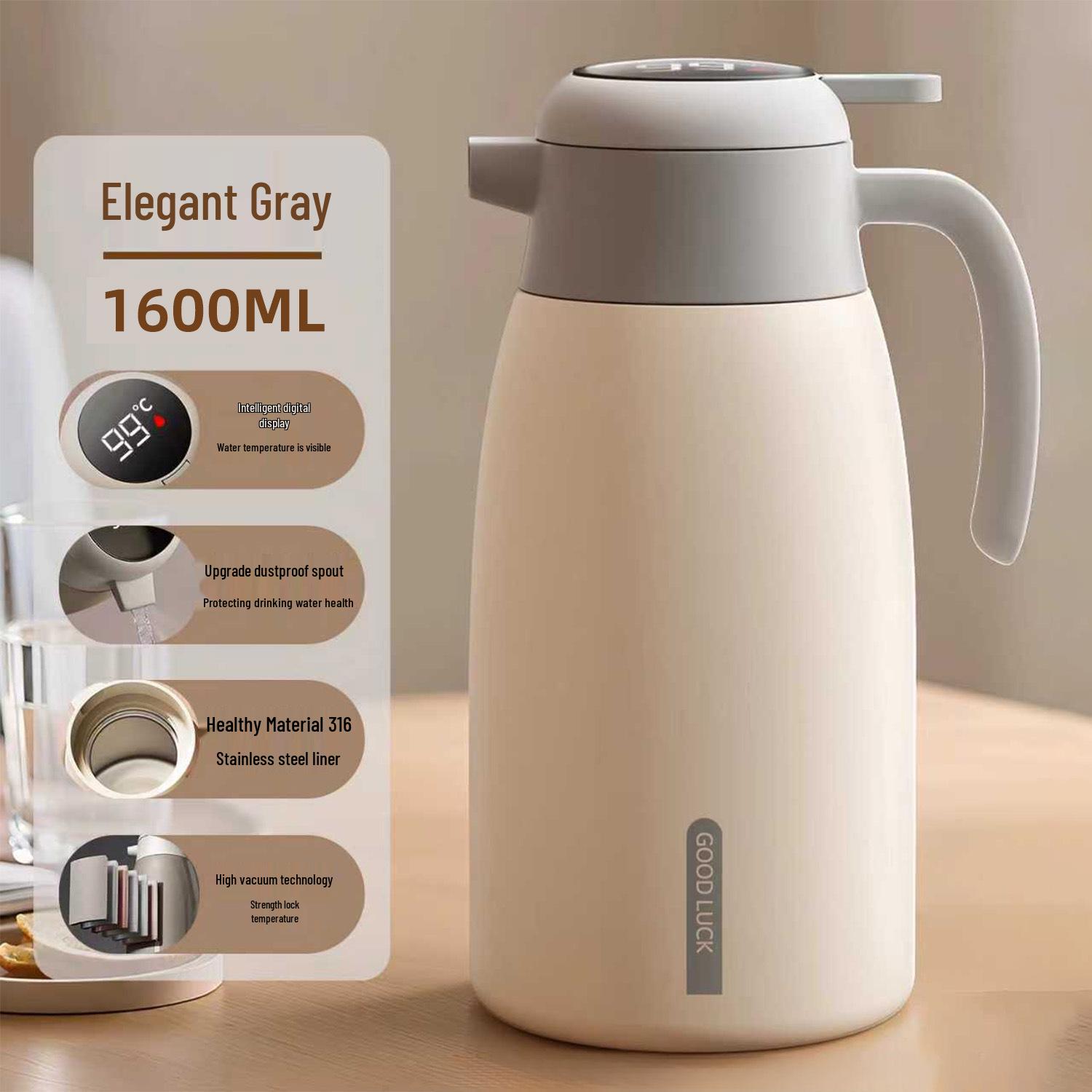 2025 New Model 316 Stainless Steel Insulated Thermos Flask Pot, Large Capacity Hot Water Kettle