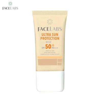 Ultra Sun Protection SPF50 PA+++ Beige, Peau Sensible, Non Comédogène, Recommandé par les Dermatologues, 20 ml.
