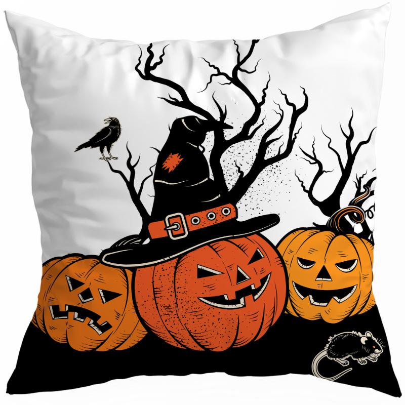 Halloween Horror Pumpkin Witch Moon Decorative Pattern Pillow Cover Bedroom, Living Room, Sofa, Cinema, Car Throw Pillow Cover
