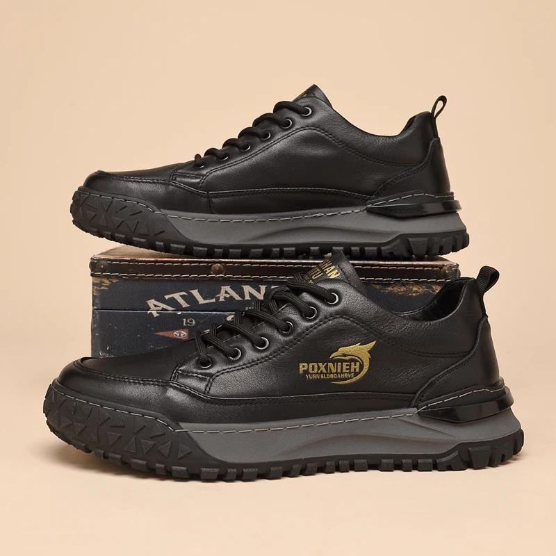 Genuine Leather Men's Shoes Fashion Designer Italian Casual Shoes Comfy Leather Sneakers All-Match Sport Shoes Tennis Masculino