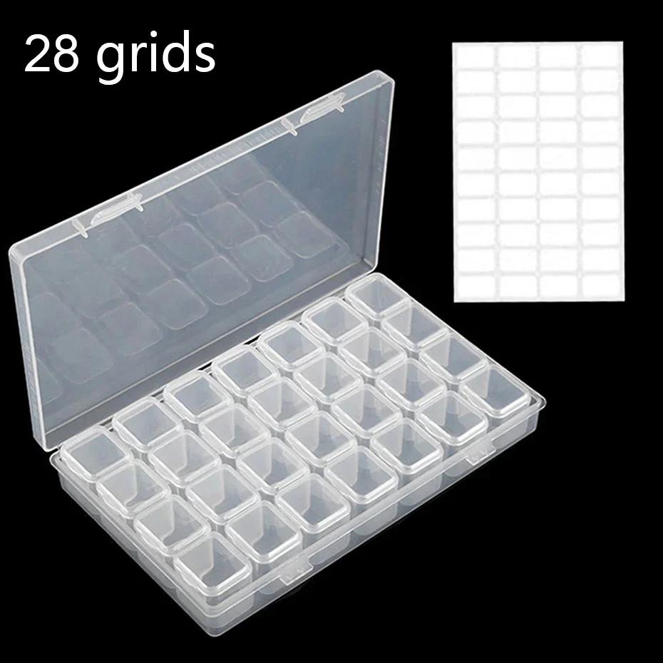 1PC 28/56 Grids DIY Diamond Painting Tools Storage Box Diamond Embroidery Accessories Organizer Case Painting Storage Containers