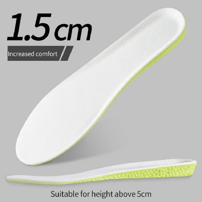 Invisible Height Increase Insoles Green Memory Foam Shoes Sole Pad Breathable Comfortable for Men Women Feet Care Insole