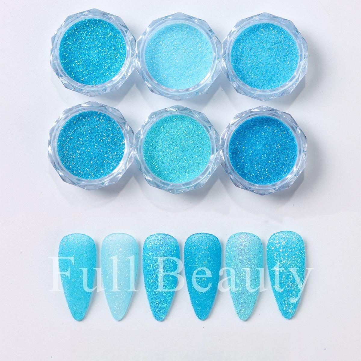 New manicure glitter ins summer Japanese fluorescent ocean blue 6-color manicure glitter