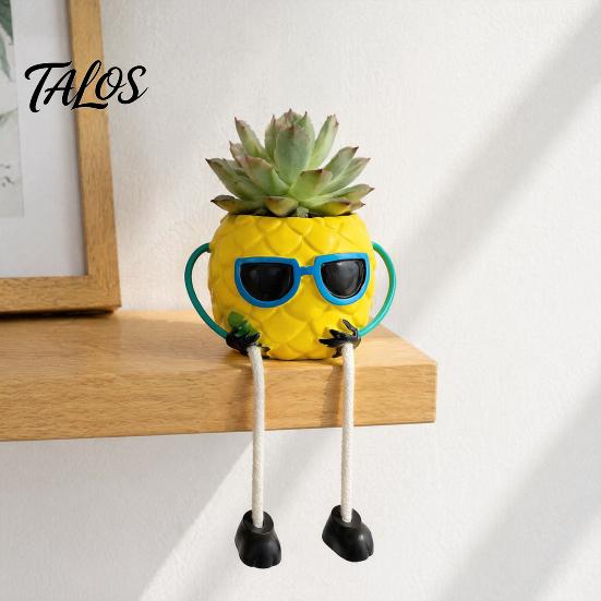 Lustiges Schreibtischornament mit gemalten Details Ananas Tischpflanzgefäß, Sukkulententopf Hängende Beine, Vielseitige Pflanzgefäßbeine Schreibtischorganizer, Tropisch