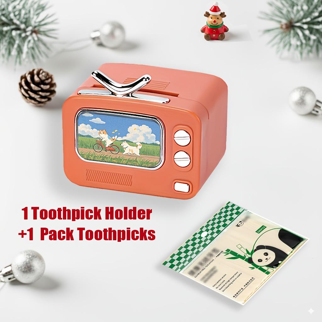 

1PC Retro TV Designed Toothpick Box with Toothpicks красный