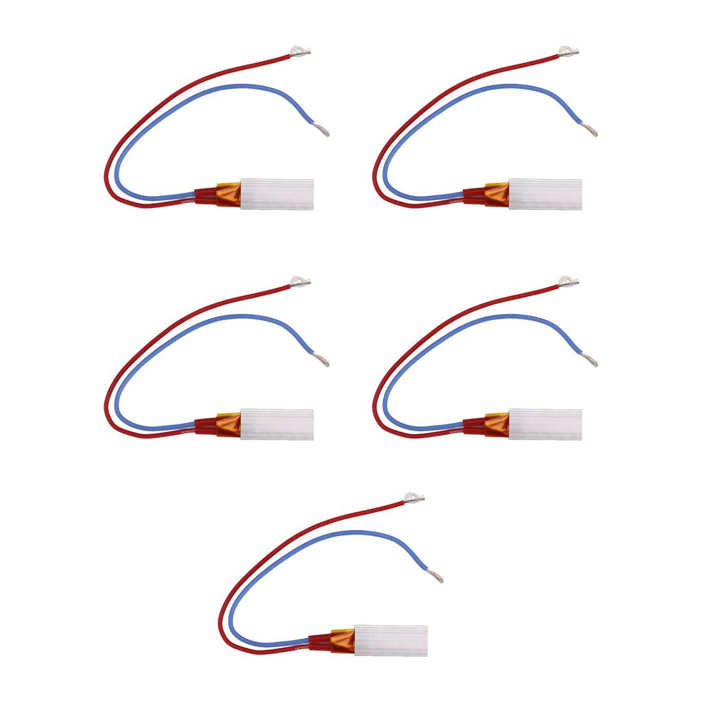 5Pcs PTC Heating Element Aluminum Shell Ceramic Thermostat Heater Plate 220V 200 celsius  Red Blue Cable