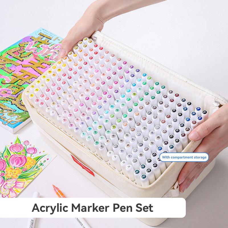 Languo 207/240/288 Colors Direct Liquid Acrylic Paint Pens Brush Marker Pen for Painting Stone DIY Art Supplies Stationery Gift