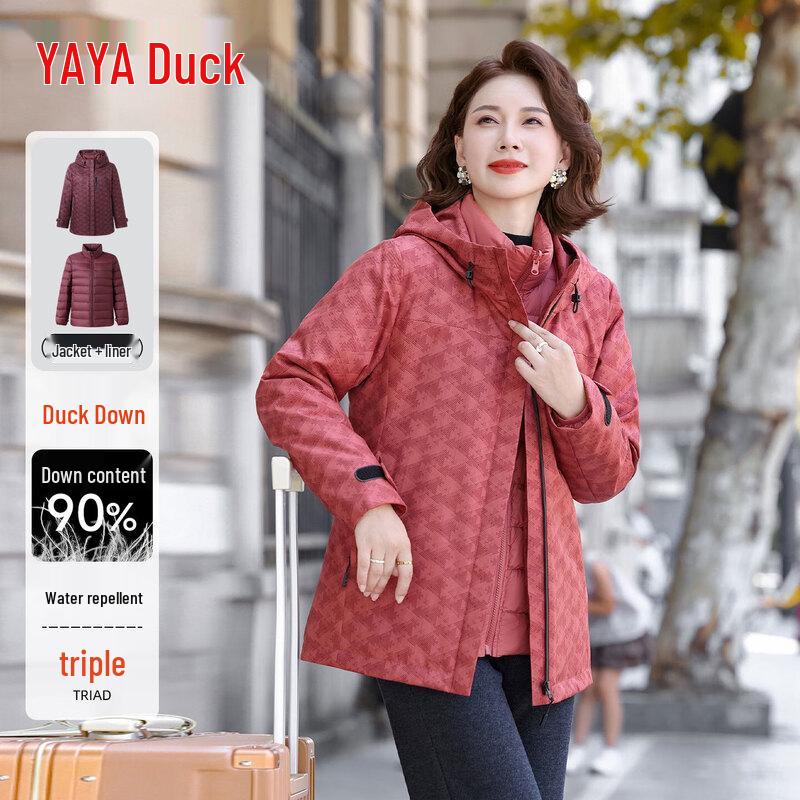 

Женский пуховик YAYA 2025 Зима 3-в-1 со съемными деталями L
