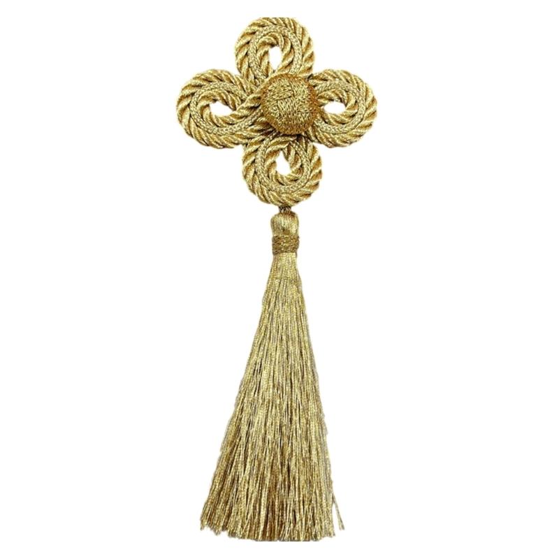Handcrafts Clovers Tassels With Gold Thread Design Elegant Clothing Embellishment Craft Project Decoration For Wedding