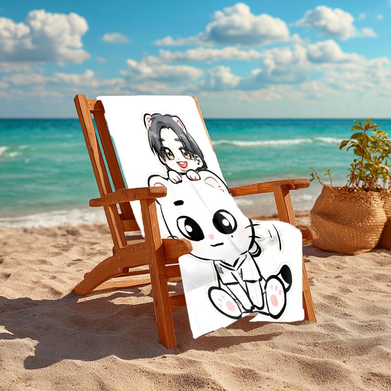 1pc Kpop Team8 Beach Towel, Comfortable and Thick, and Swimming/Bath/Picnic/Camping Towel, Suitable for Seaside Beaches