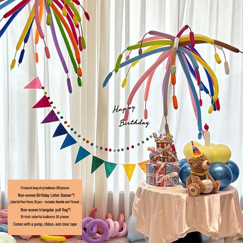 Colorful Dopamine Birthday Balloons and Backdrop for Kids' Party