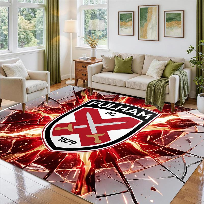 Fulham Voetbal Design Kristalfluweel Tapijt Zacht Decoratief Matje voor Slaapkamer Entree