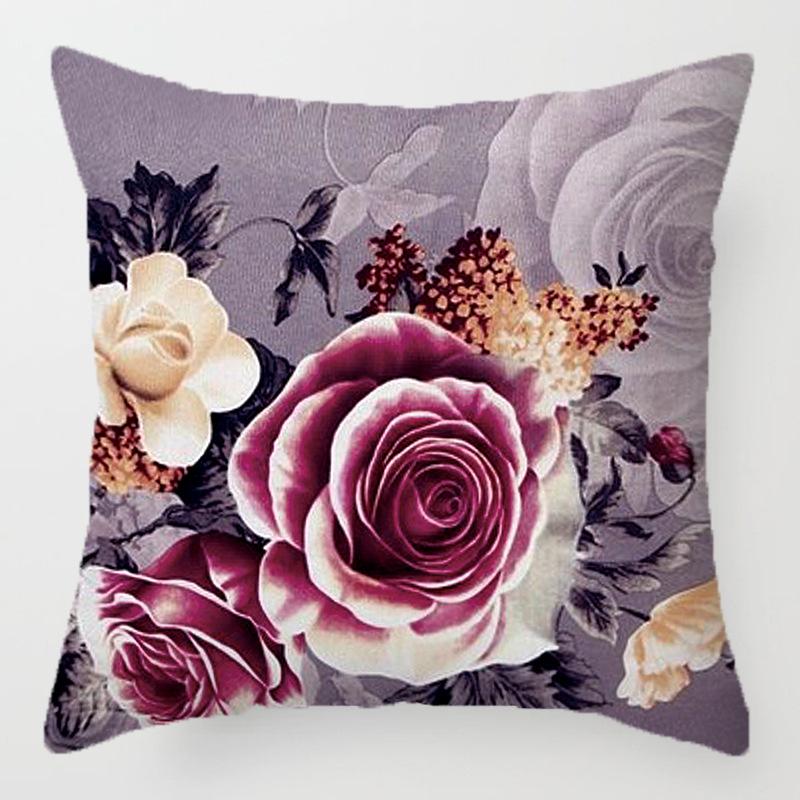 Colored Flower Pattern Series Throw Pillow Cover With Short Plush Print For Living Room Sofa Decoration Cushion Cover