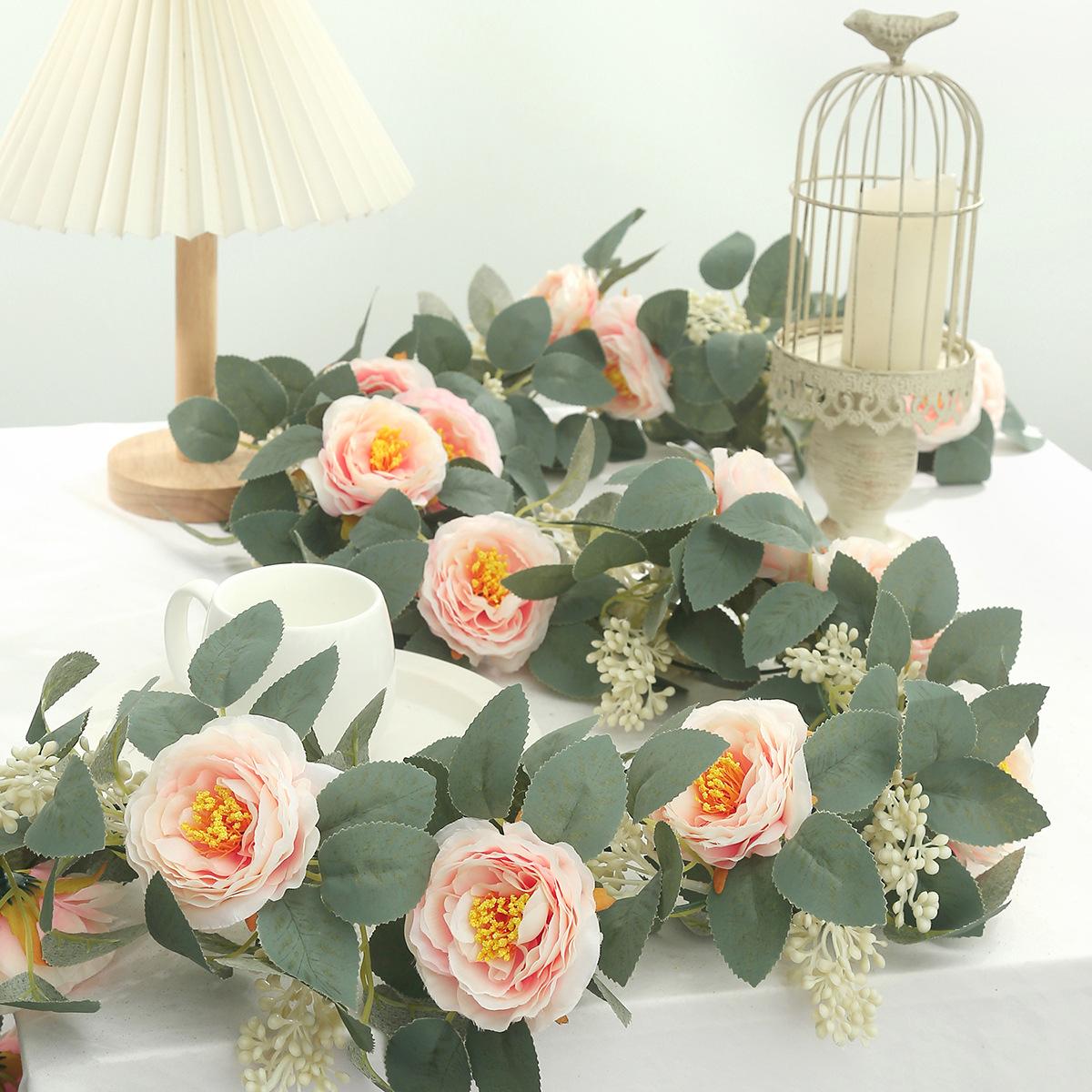 

Artificial Peony Vines Fake Plant Vine Festival Party Decor Hotel Room Dining Tube Decoration Simulation Vine Pink White Peonys рожевий