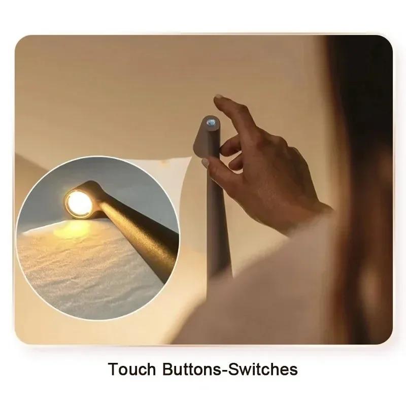 Modern Rechargeable Touch Control LED Table Lamp 3 Color Dimmable Desk Lamp Portable Night Light Eye-Caring for Bedroom Bedside Home Office Decor