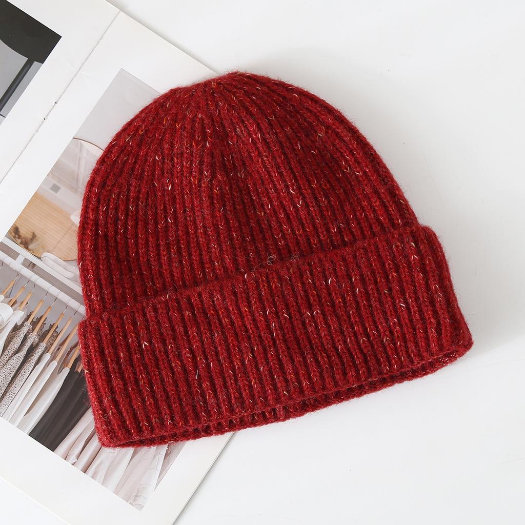 Retro knitted hat women's autumn and winter warm ear protection wool hat trendy versatile face small bag head cold hat