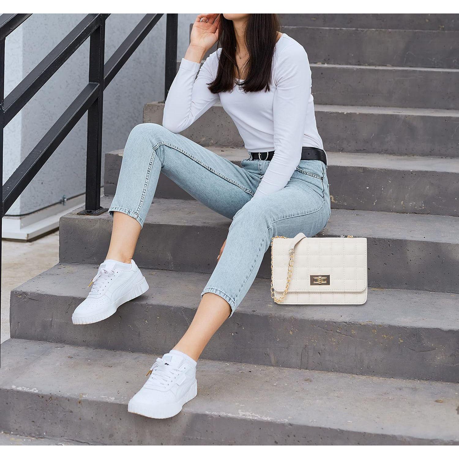 

Женская стеганая сумка через плечо в клетку для девочек с золотой цепочкой.