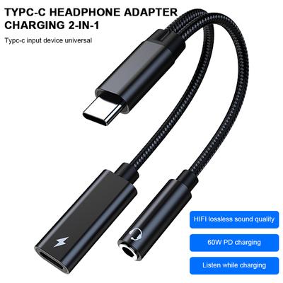 Typ C auf 3,5 mm AUX-Kabeladapter Typ C auf 3,5 mm Kopfhörerkonverter für IPhone/Huawei/Xiaomi