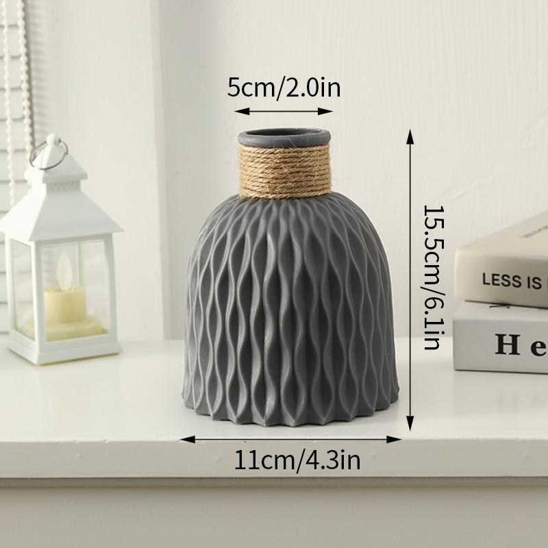 Imitation Ceramic Flower Vase Nordic Solid Color Plastic Dried Plants Vase Flower Arrangement Container Home Living Room Decor