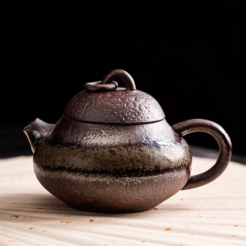 100ml Retro Kiln Water Fired Calabash Pot Kiln Change Retro Ceramic Small Capacity  Pear ShapeTeapot Kung Fu Brewing Tea Pot